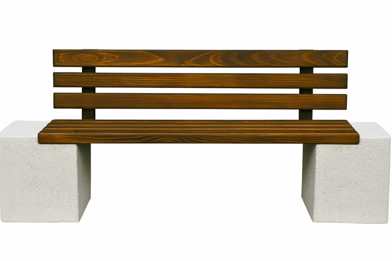 Banca premium din beton cu marmura alba, cu lemn de stejar