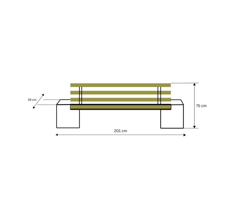 Banca premium din beton cu marmura alba, cu lemn de stejar